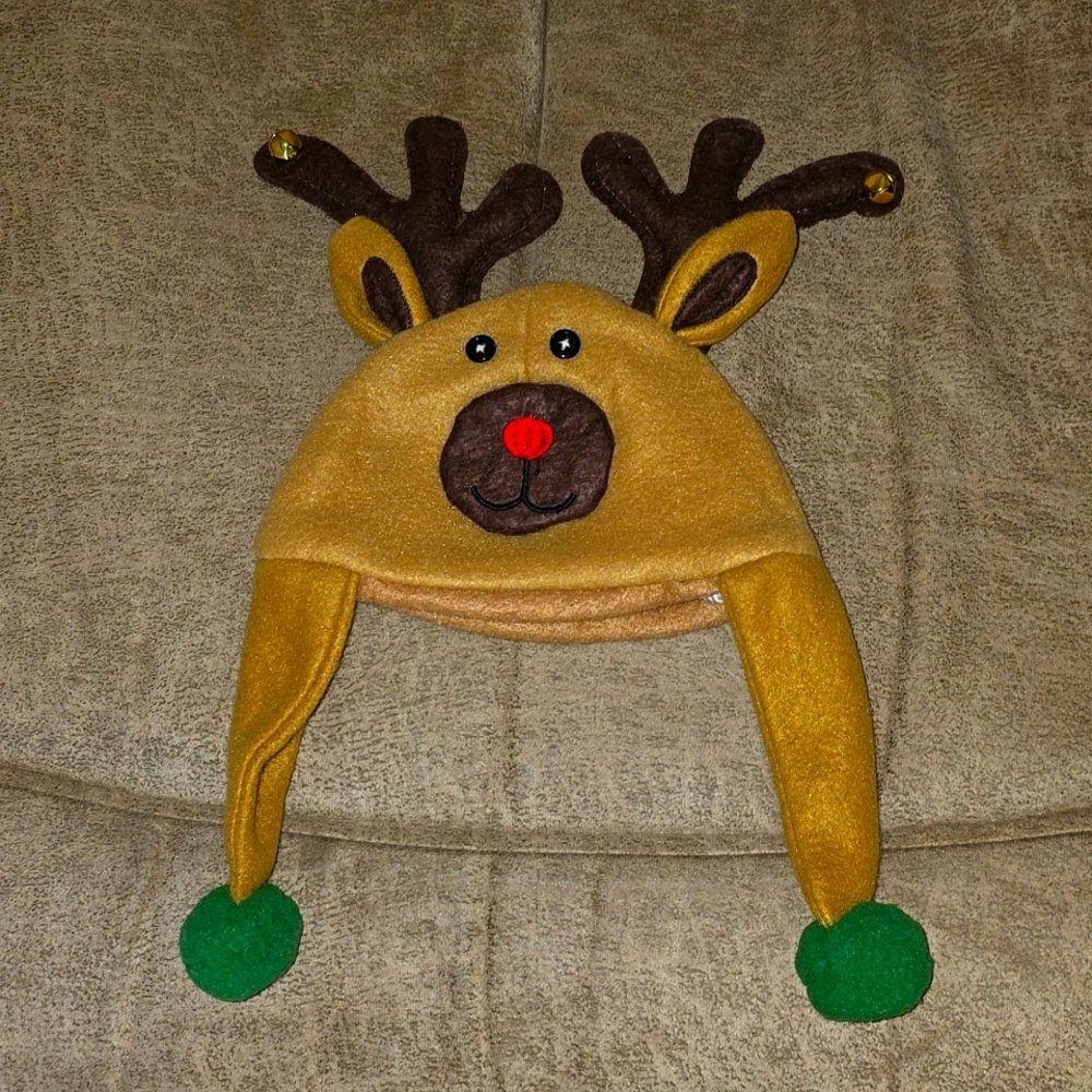 Reindeer Toddler Hat with Bells on Antlers